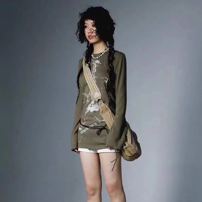 2000s Graffiti Knit Long Sleeve Top