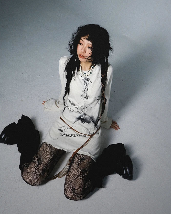 2000s Graffiti Knit Long Sleeve Top