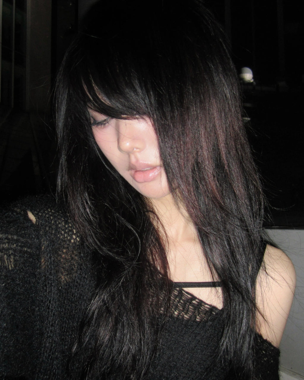 Hollow Knit Grunge Off-Shoulder Sweater