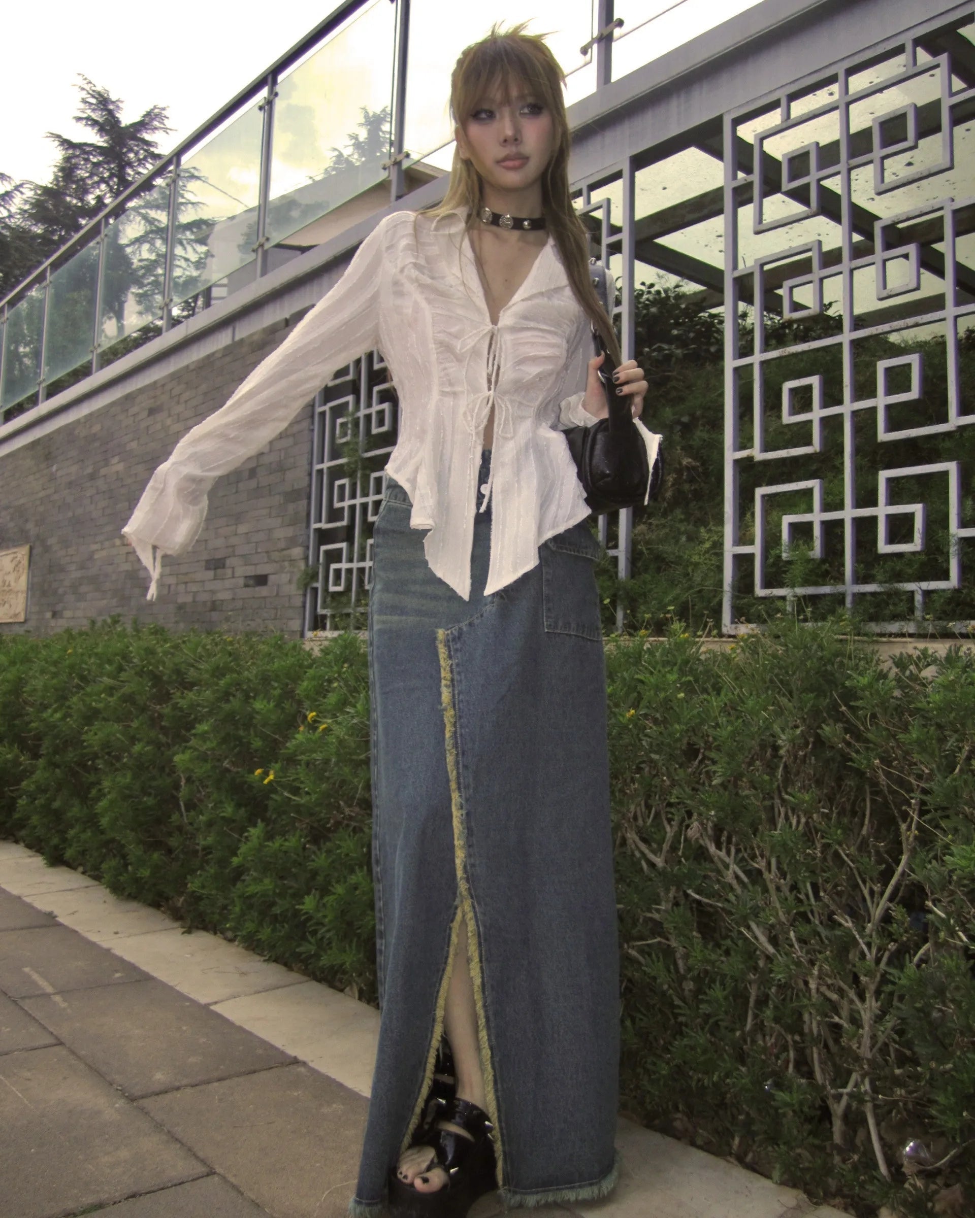 Fairycore Lace-Up Y2K Blouse