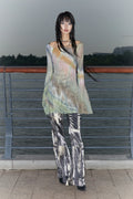 Long Mesh Grunge Top - Tie-Dye Flare Sleeve