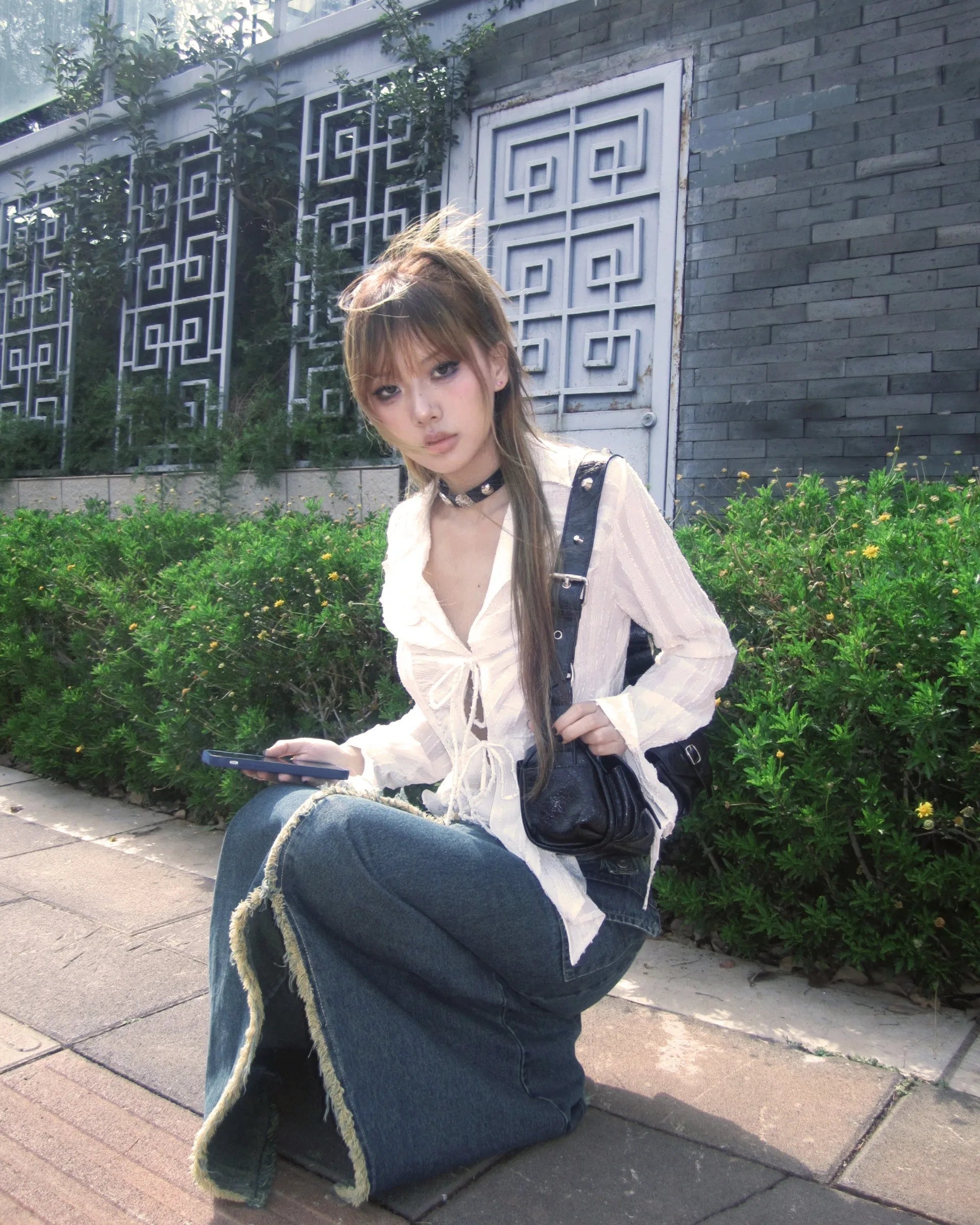 Fairycore Lace-Up Y2K Blouse