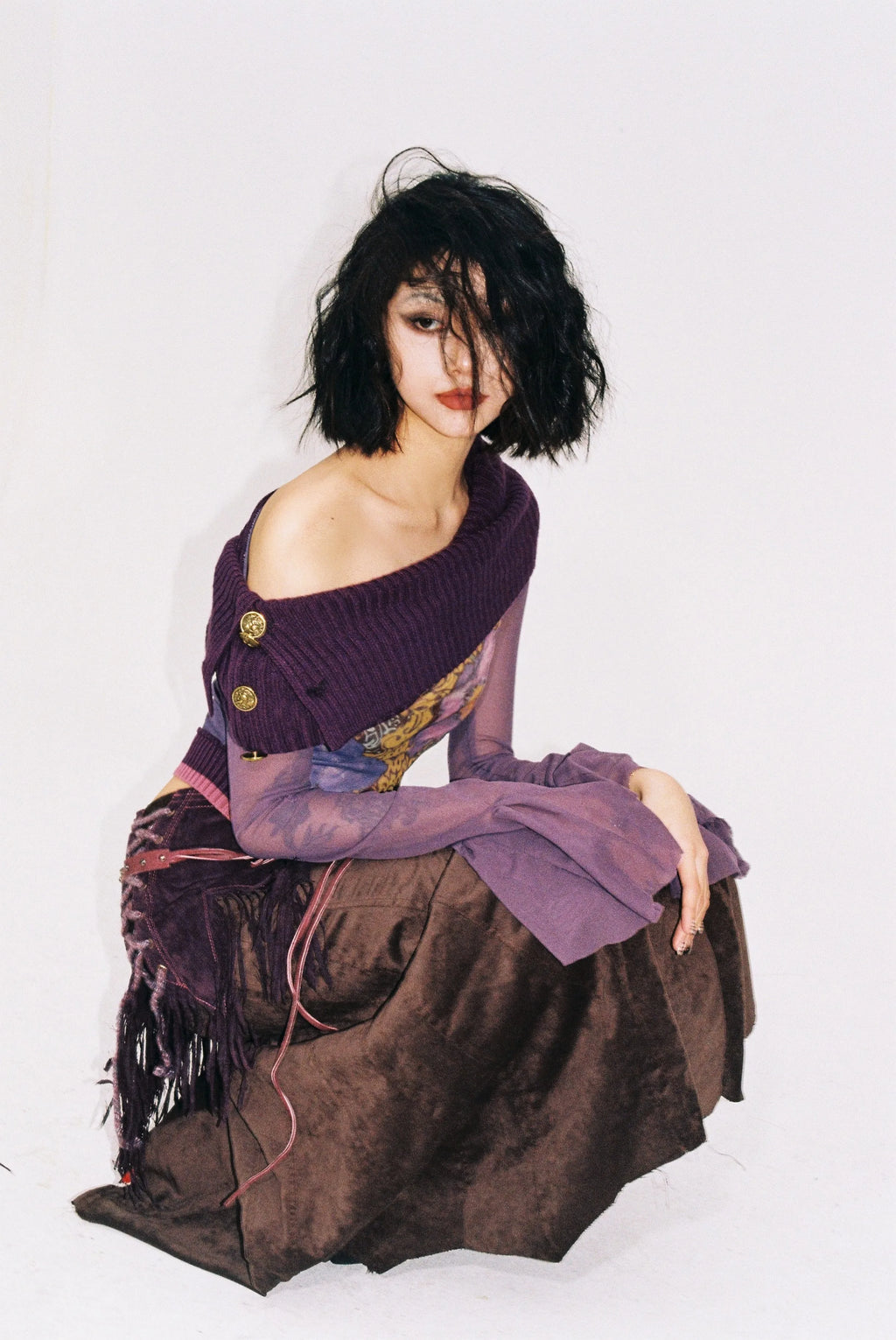 Grunge Off-Shoulder Flare Sleeve Top