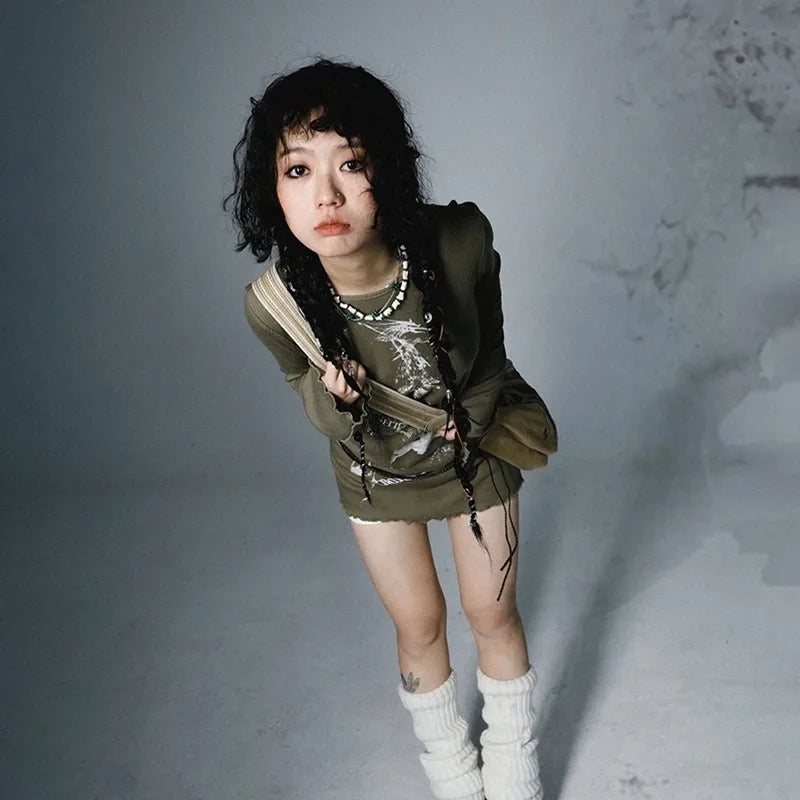 2000s Graffiti Knit Long Sleeve Top